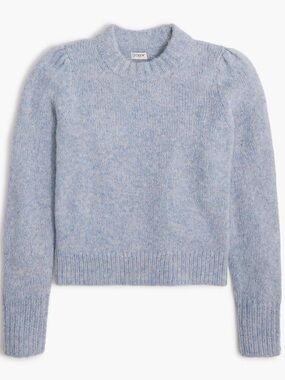 J. Crew Puff-Sleeve Alpaca Blend Crew Neck Sweater Heather Frosted Gray Size XL
